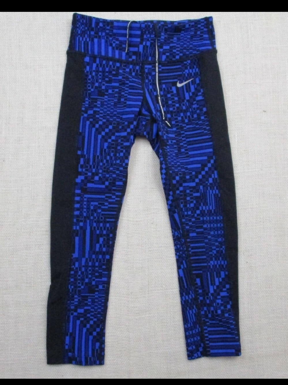 Nike Dri-Fit Running Leggings Blue Geometric -Sz S